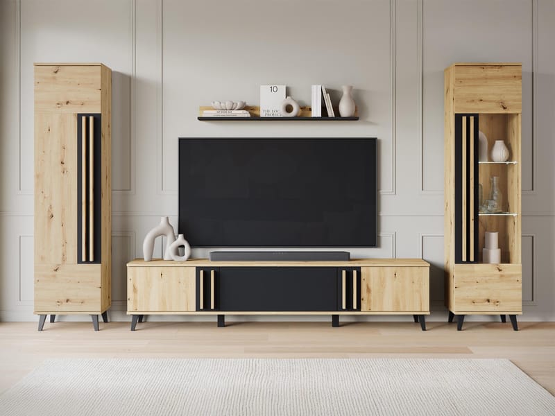 Torvos Olohuoneen kalustepaketti - Ruskea/Musta - Huonekalut - Kalustesetit - Olohuoneen kalustesetit