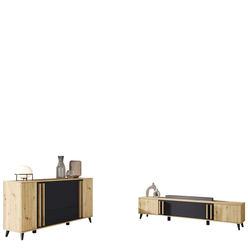 Torvos Olohuoneen kalustepaketti - Ruskea/Musta - Huonekalut - Kalustesetit - Olohuoneen kalustesetit