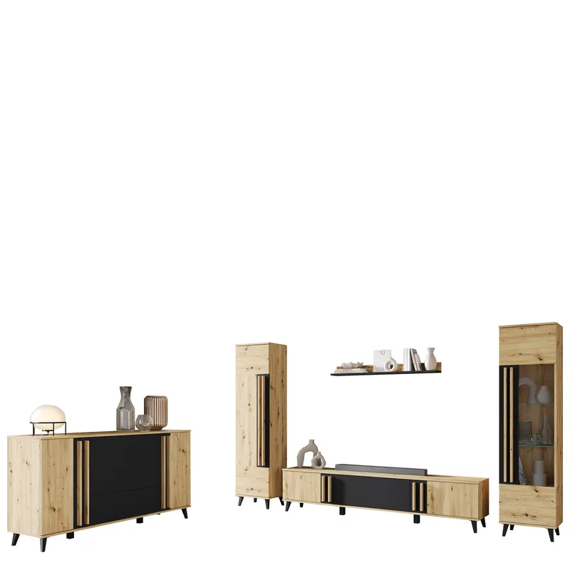 Torvos Olohuoneen kalustepaketti - Ruskea/Musta - Huonekalut - Kalustesetit - Olohuoneen kalustesetit