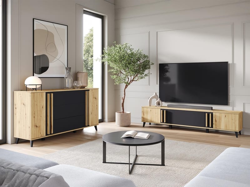 Torvos Olohuoneen kalustepaketti - Ruskea/Musta - Huonekalut - Kalustesetit - Olohuoneen kalustesetit