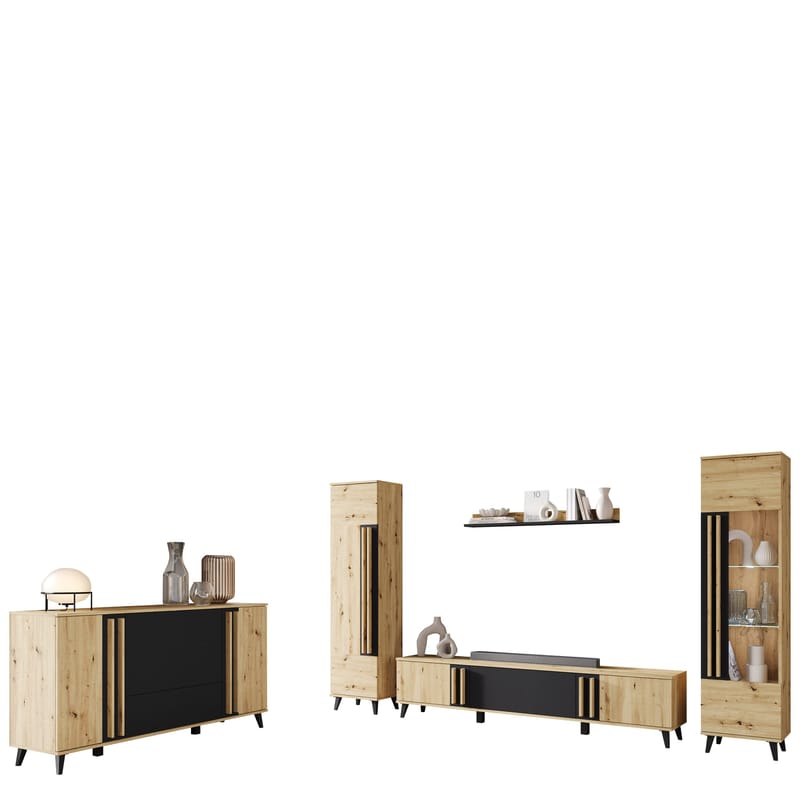 Torvos Olohuoneen kalustepaketti - Ruskea/Musta - Huonekalut - Kalustesetit - Olohuoneen kalustesetit