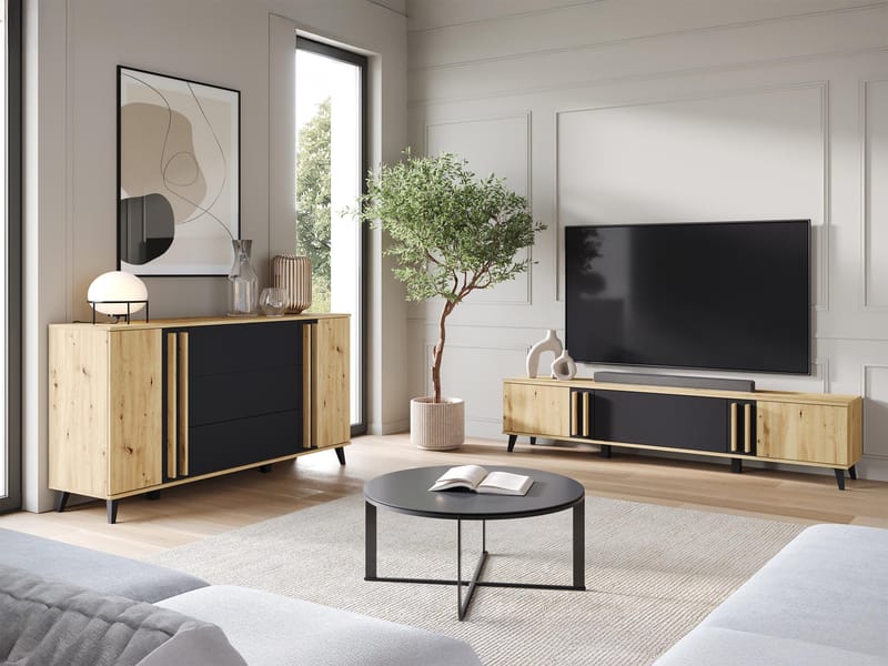 Torvos Olohuoneen kalustepaketti - Ruskea/Musta - Huonekalut - Kalustesetit - Olohuoneen kalustesetit