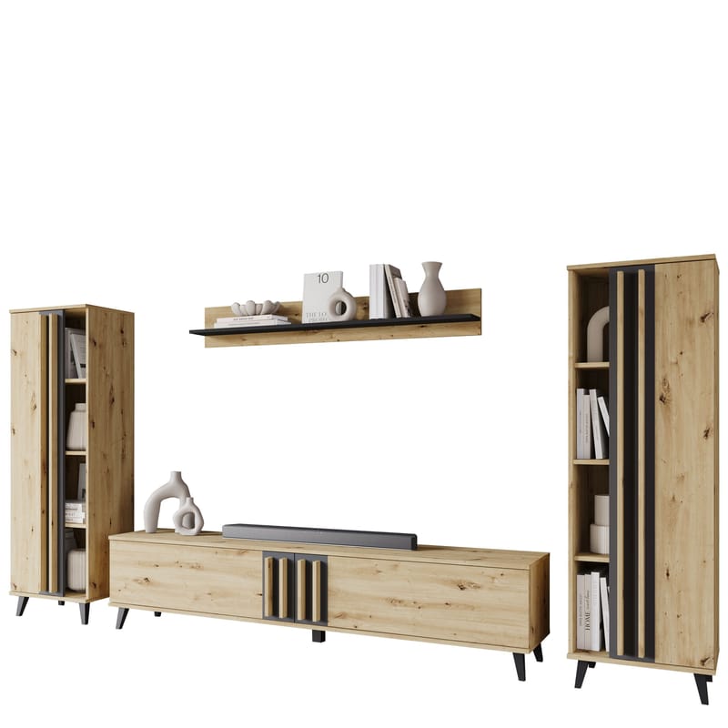 Torvos Olohuoneen kalustepaketti - Ruskea/Musta - Huonekalut - Kalustesetit - Olohuoneen kalustesetit