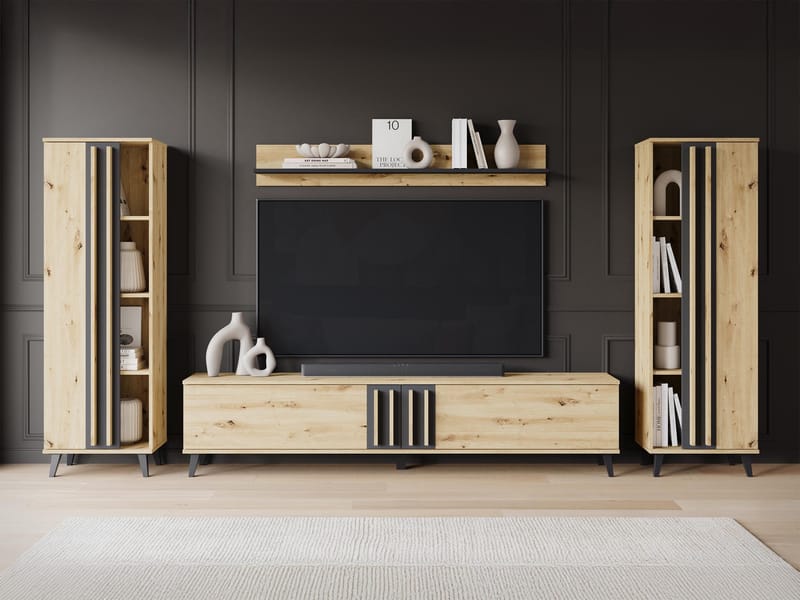 Torvos Olohuoneen kalustepaketti - Ruskea/Musta - Huonekalut - Kalustesetit - Olohuoneen kalustesetit