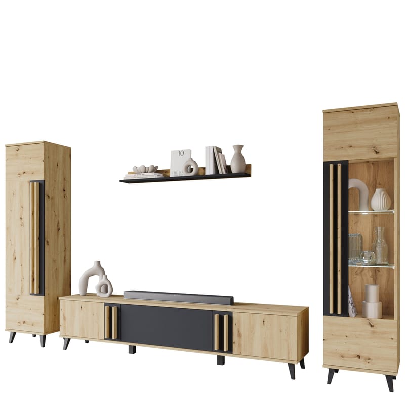 Torvos Olohuoneen kalustepaketti - Ruskea/Musta - Huonekalut - Kalustesetit - Olohuoneen kalustesetit