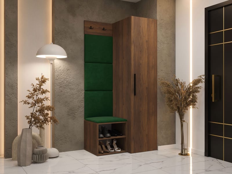 vaatekaappi Medi Walnut + Manila 35 - Walnut + Manila 35 - Huonekalut - Kalustesetit - Eteisen kalustesetit