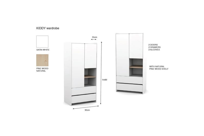 Vaatekaappi yöpöydällä ja kirjoituspöydällä Kiddy - Huonekalut - Kalustesetit - Makuuhuoneen kalustesetit