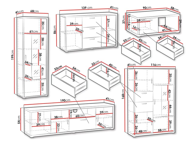 Veyricus Olohuoneen Kalustesetti - Huonekalut - Kalustesetit - Olohuoneen kalustesetit