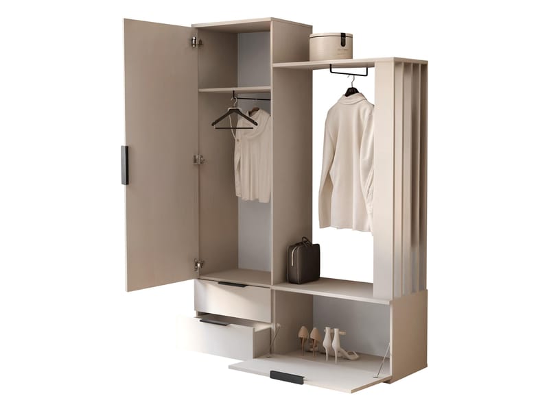 View eteiskalustesarja 140 cm - beige - Huonekalut - Kalustesetit - Eteisen kalustesetit