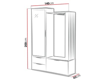 View eteiskalustesarja 140 cm - beige - Huonekalut - Kalustesetit - Eteisen kalustesetit