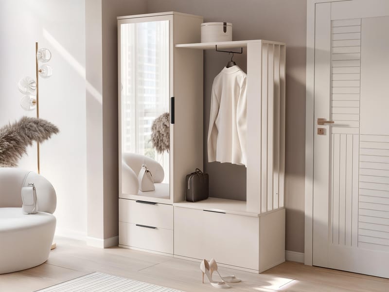 View eteiskalustesarja 140 cm - beige - Huonekalut - Kalustesetit - Eteisen kalustesetit