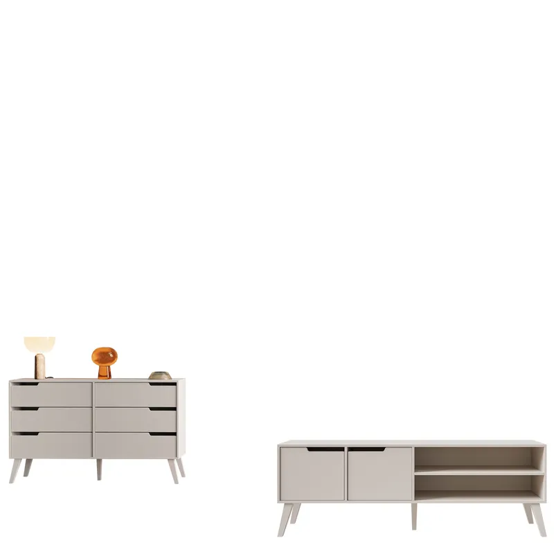 Virello olohuoneen kalustesetti – TV-taso ja senkki - beige - Huonekalut - Kalustesetit - Olohuoneen kalustesetit