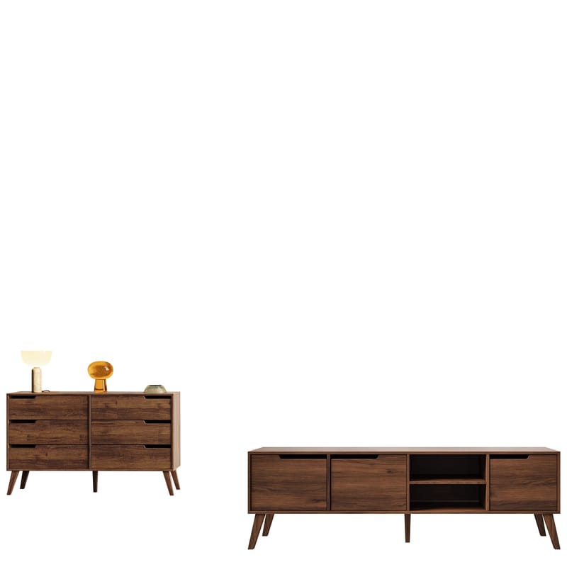 Virello olohuoneen kalustesetti – TV-taso ja senkki - ruskea - Huonekalut - Kalustesetit - Olohuoneen kalustesetit