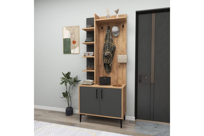 Windholm Eteiskalustesetti - Luonnollinen/Antrasiitti - Huonekalut - Kalustesetit - Eteisen kalustesetit