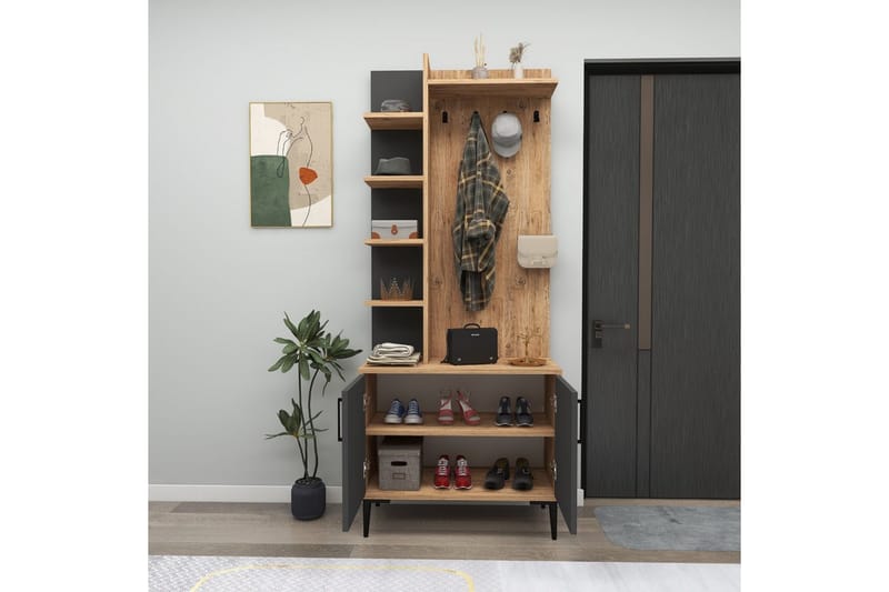 Windholm Eteiskalustesetti - Luonnollinen/Antrasiitti - Huonekalut - Kalustesetit - Eteisen kalustesetit