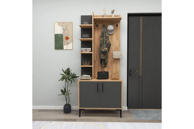 Windholm Eteiskalustesetti - Luonnollinen/Antrasiitti - Huonekalut - Kalustesetit - Eteisen kalustesetit