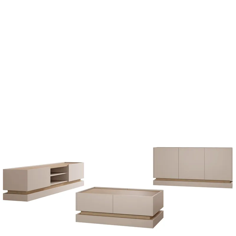 Zelric Olohuoneen kalustepaketti - Beige - Huonekalut - Kalustesetit - Olohuoneen kalustesetit
