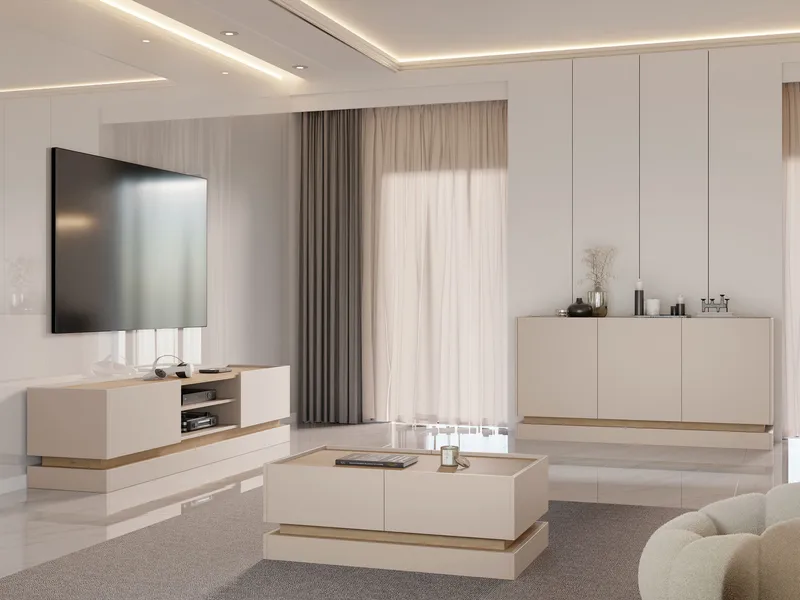 Zelric Olohuoneen kalustepaketti - Beige - Huonekalut - Kalustesetit - Olohuoneen kalustesetit