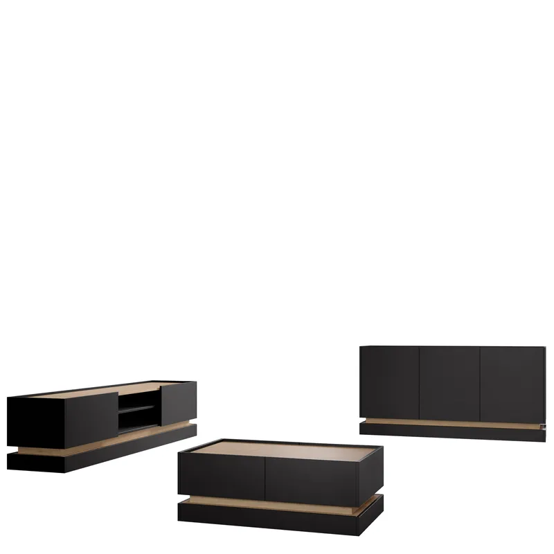 Zelric Olohuoneen kalustepaketti, Musta