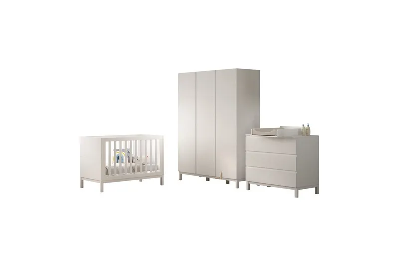 Byrå med skötbord babysäng garderob Jaxx Eva Jaxx White - Huonekalut - Lasten kalusteet - Lasten huonekalusetti