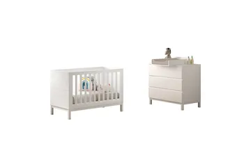 Byrå med skötbord babysäng Jaxx Eva Jaxx White - Huonekalut - Lasten kalusteet - Lasten huonekalusetti