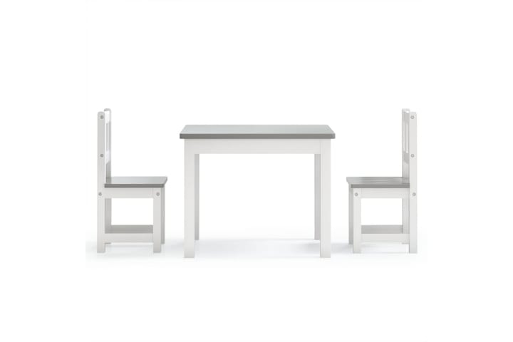 3-osainen Lasten pöytä ja tuolisarja valkoinen ja harmaa MDF - Valkoinen - Lasten pöydät