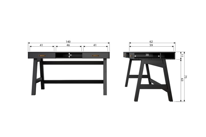 LaKivi työpöytä Shirrell 140 cm - Musta - Lasten kirjoituspöytä - Lasten pöydät
