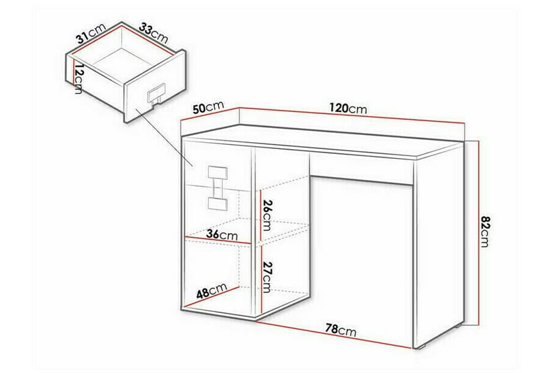 Lasten työpöytä Castlebay 82 cm - Ruskea - Lasten kirjoituspöytä - Lasten pöydät