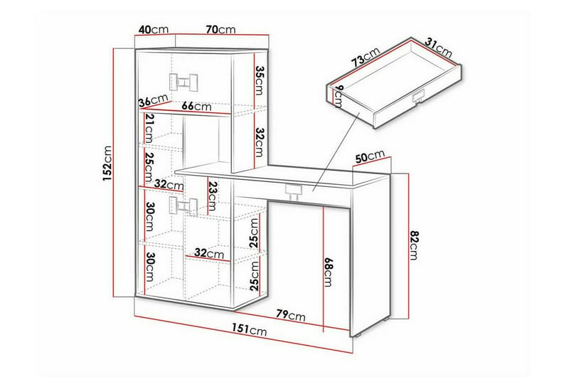 Lasten työpöytä Castlebay 82 cm - Valkoinen - Lasten kirjoituspöytä - Lasten pöydät