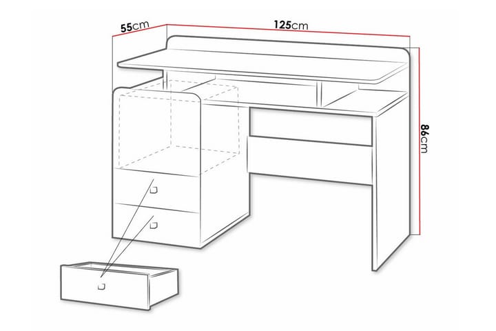 Lasten työpöytä Edinbane 86 cm - Valkoinen - Lasten kirjoituspöytä - Lasten pöydät
