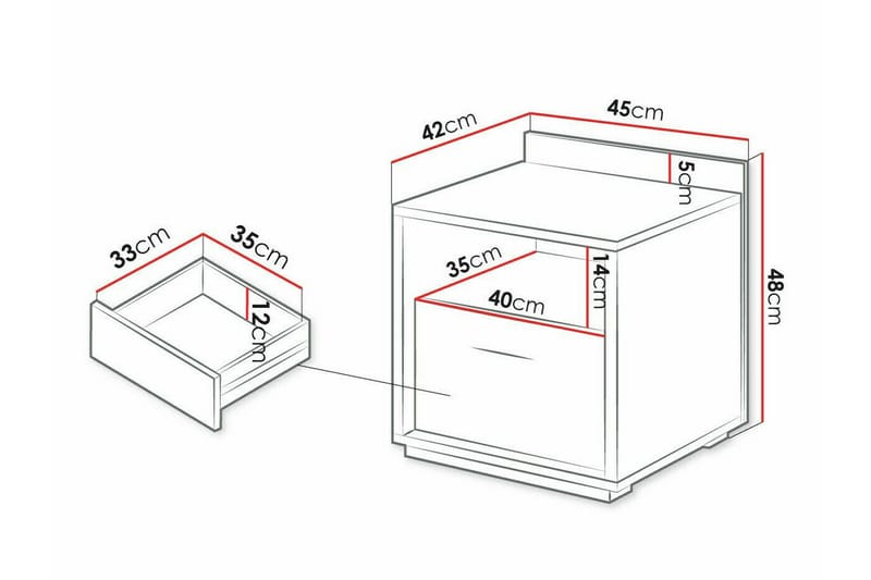 Lasten Yöpöydät Rathmore 47 cm - Musta - Lasten yöpöytä - Lasten pöydät