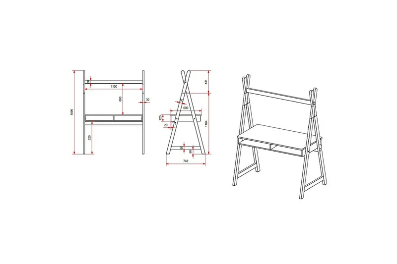 Pöytä katolla Kiddy - Huonekalut - Lasten kalusteet - Lasten pöydät - Lasten kirjoituspöytä