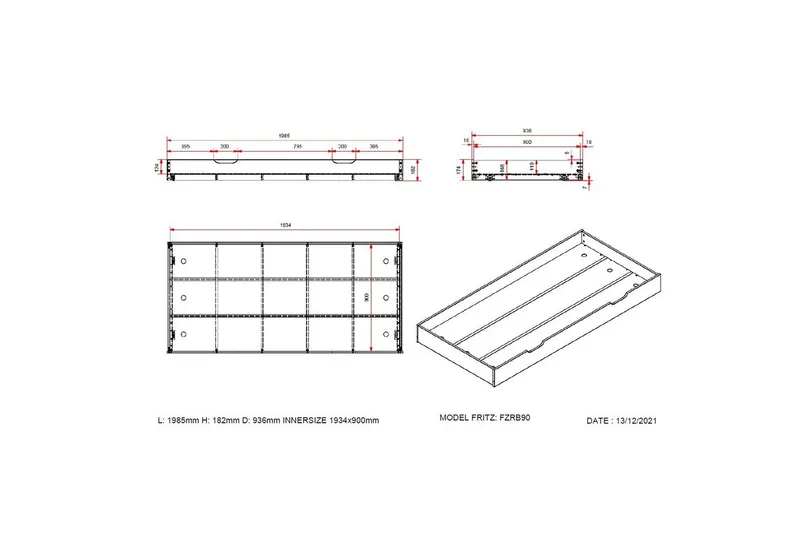 Sängynalus Fritz Luonnollinen - Luonnollinen - Huonekalut - Lasten kalusteet - Lasten pöydät - Lasten yöpöytä