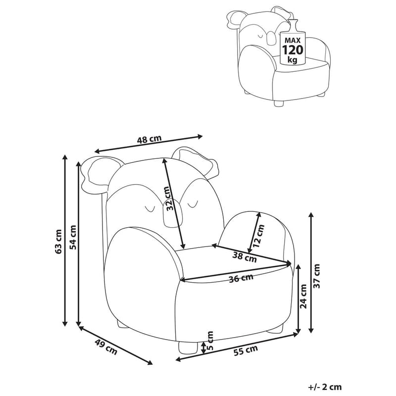 Lasten nojatuoli Hervik - Beige, valkoinen, ruskea/55x49x63 - Huonekalut - Lasten kalusteet - Lasten tuoli & juniorituoli - Lasten nojatuoli