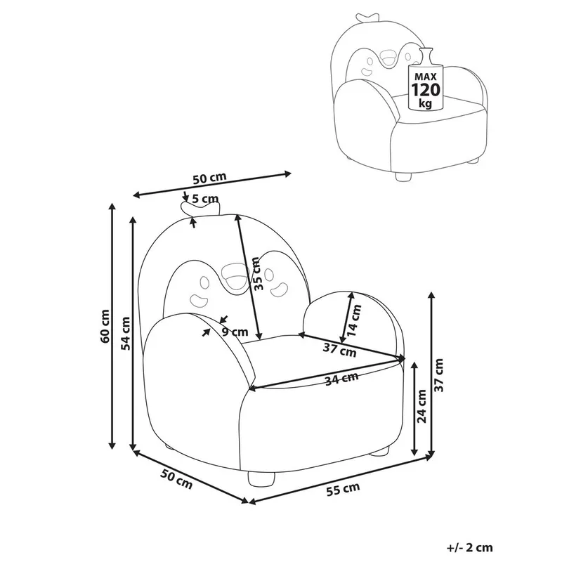 Lasten nojatuoli Hervik - Harmaa, valkoinen, ruskea/50x55x60 - Huonekalut - Lasten kalusteet - Lasten tuoli & juniorituoli - Lasten nojatuoli