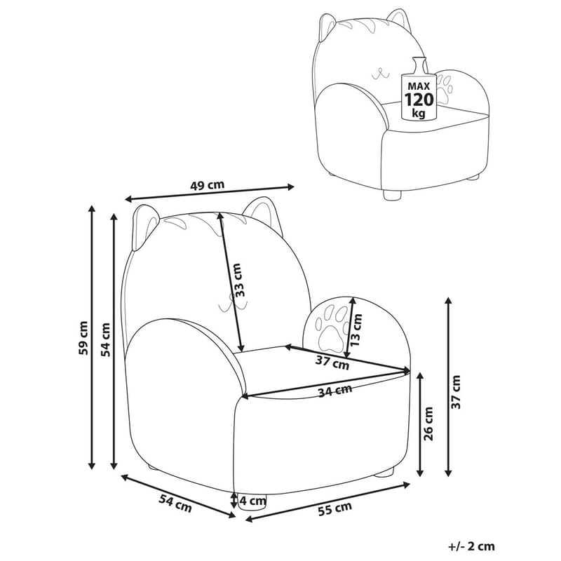 Lasten nojatuoli Zoar - Beige, ruskea - Huonekalut - Lasten kalusteet - Lasten tuoli & juniorituoli - Lasten nojatuoli