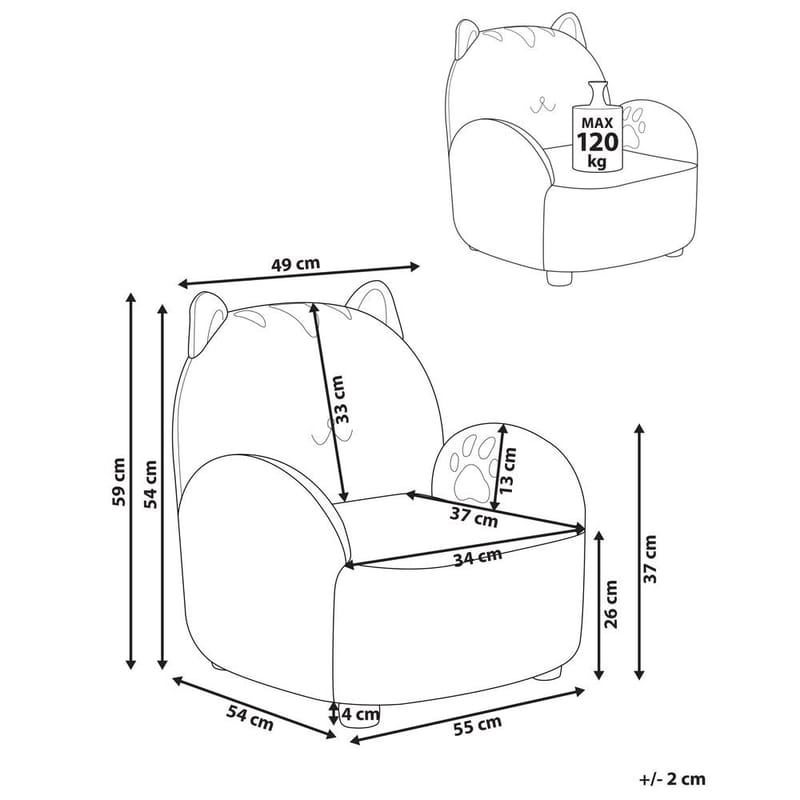 Lasten nojatuoli Zoar - Valkoinen, Ruskea - Huonekalut - Lasten kalusteet - Lasten tuoli & juniorituoli - Lasten nojatuoli
