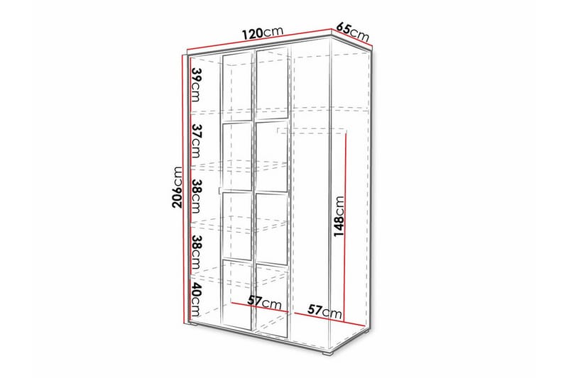 Lasten kaappi Aberfelt 120x206 cm - Musta - Huonekalut - Lasten kalusteet - Lastenhuoneen säilytys - Lasten kaappi