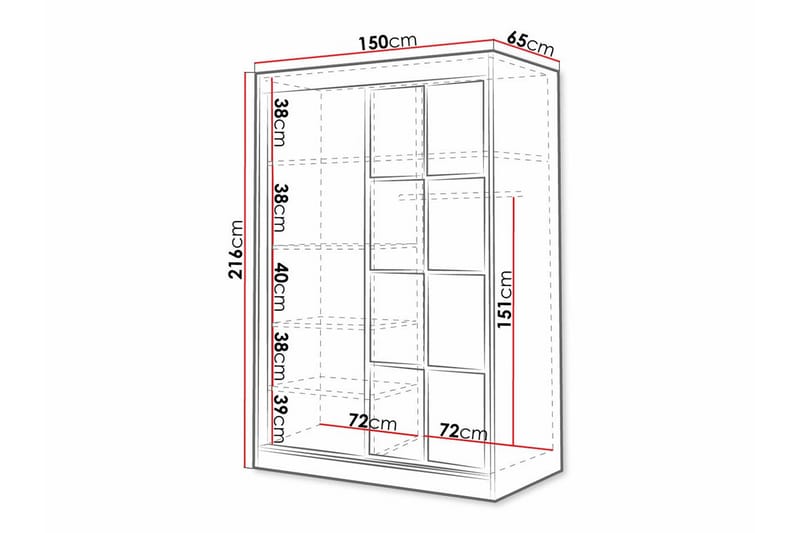 Lasten kaappi Aberfelt 150x216 cm - Valkoinen - Huonekalut - Lasten kalusteet - Lastenhuoneen säilytys - Lasten kaappi