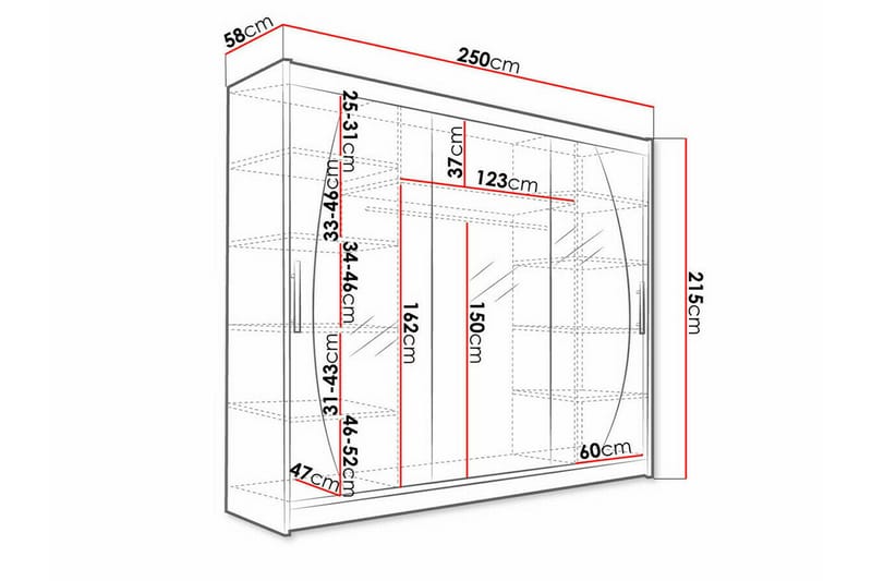 Lastenkaappi Glenmore 250x215 cm - Ruskea - Huonekalut - Lasten kalusteet - Lastenhuoneen säilytys - Lasten kaappi