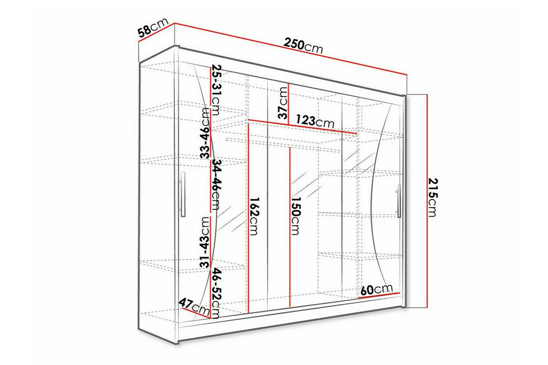 Lastenkaappi Glenmore 250x215 cm - Valkoinen - Huonekalut - Lasten kalusteet - Lastenhuoneen säilytys - Lasten kaappi