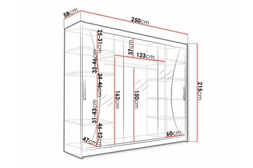 Lastenkaappi Glenmore 250x215 cm - Valkoinen - Huonekalut - Lasten kalusteet - Lastenhuoneen säilytys - Lasten kaappi
