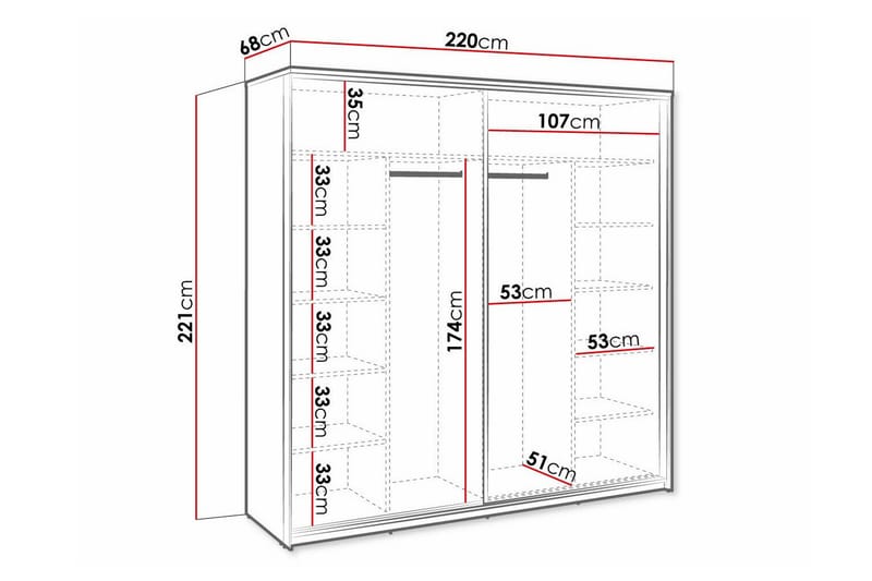 Lastenkaappi Rathmore 220x221 cm - Musta - Huonekalut - Lasten kalusteet - Lastenhuoneen säilytys - Lasten kaappi