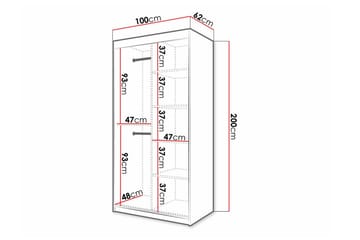 Vaatekaappi Dunvegan 100x200 cm - Musta - Huonekalut - Lasten kalusteet - Lastenhuoneen säilytys - Lasten kaappi