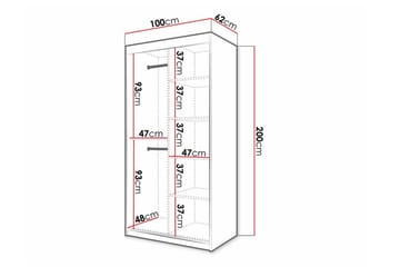 Vaatekaappi Dunvegan 100x200 cm - Musta - Huonekalut - Lasten kalusteet - Lastenhuoneen säilytys - Lasten kaappi