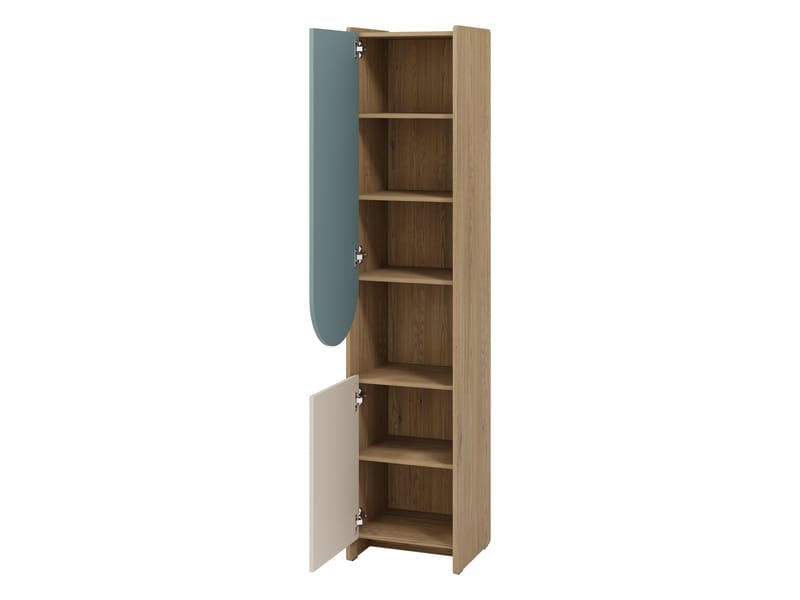 Zarek-makuuhuoneen kalustesetti - Ruskea, beige ja sininen - Huonekalut - Lasten kalusteet - Lastenhuoneen säilytys - Lasten kaappi