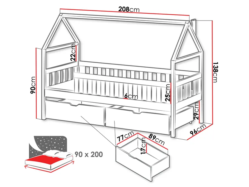 Claven Hussäng 96x208 cm - Beige - Huonekalut - Lasten kalusteet - Lastensängyt & juniorisängyt - Talosänky