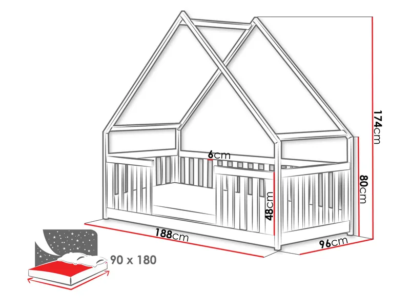 Jovricon Hussäng 96x188 cm - Beige - Huonekalut - Lasten kalusteet - Lastensängyt & juniorisängyt - Talosänky