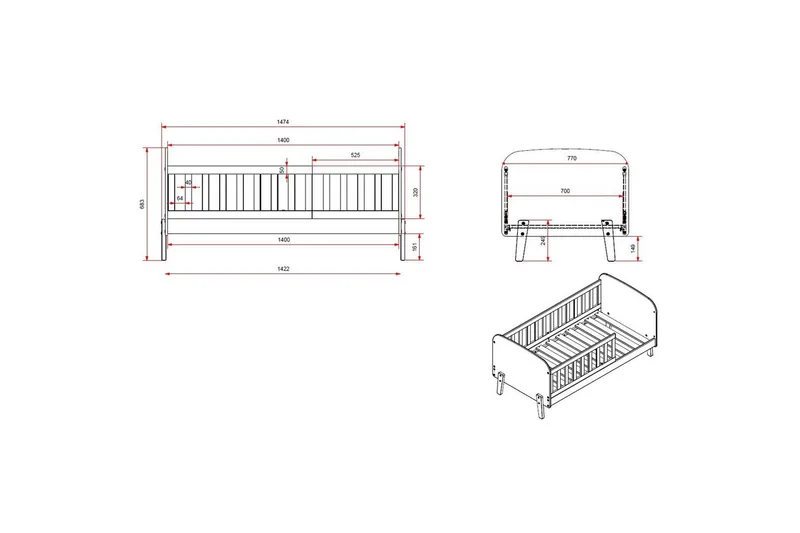 Juniorisänky Kiddy - Huonekalut - Lasten kalusteet - Lastensängyt & juniorisängyt - Tavallinen lastensänky