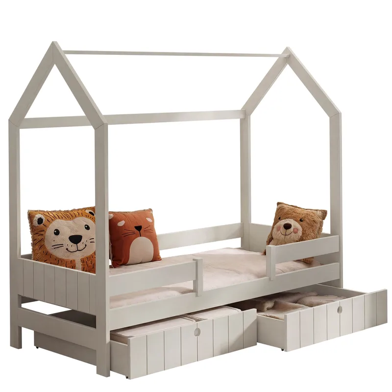 Kagetaka sängynrunko, talosänky 90x200 cm säilytystilalla, Beige